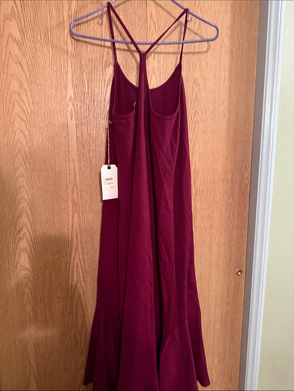 Leith Burgundy High-Low Ruffle Slip Dress - Picture 3 of 5